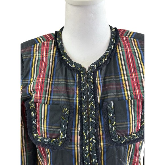 J CREW Blazer Women's 2 Quilted Lady Stewart Jacket Tartan Plaid Red Green Black - Picture 2 of 6